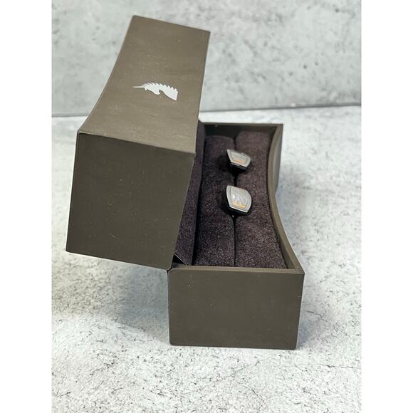 Bailey Banks & Biddle cufflinks hammered stainless steel 18k gold sleek formal - Picture 2 of 8